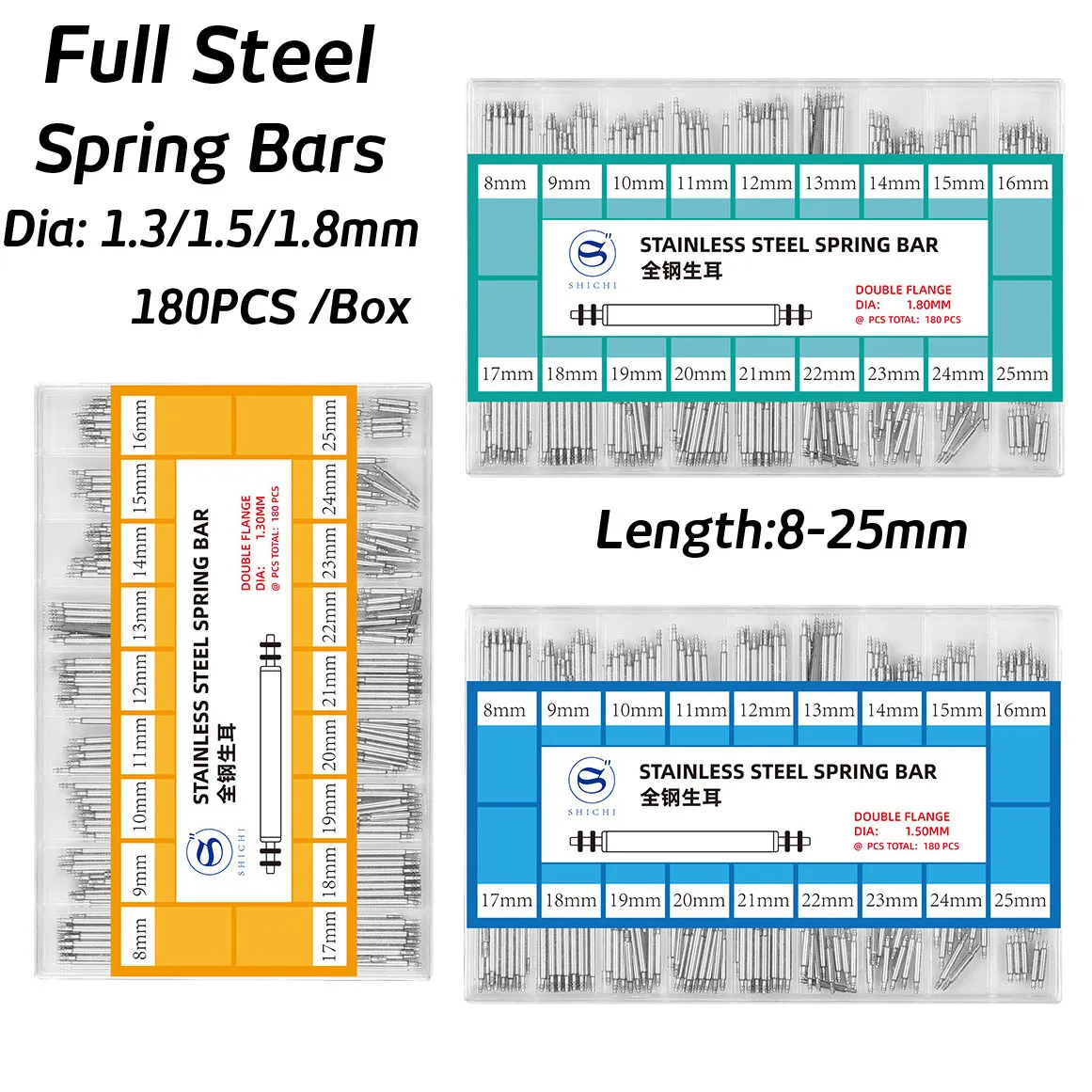Spring Bar Tool Set - ชุดสปริงบาร์สายนาฬิกาสแตนเลส 180 ชิ้น ขนาด 1.3 มม.